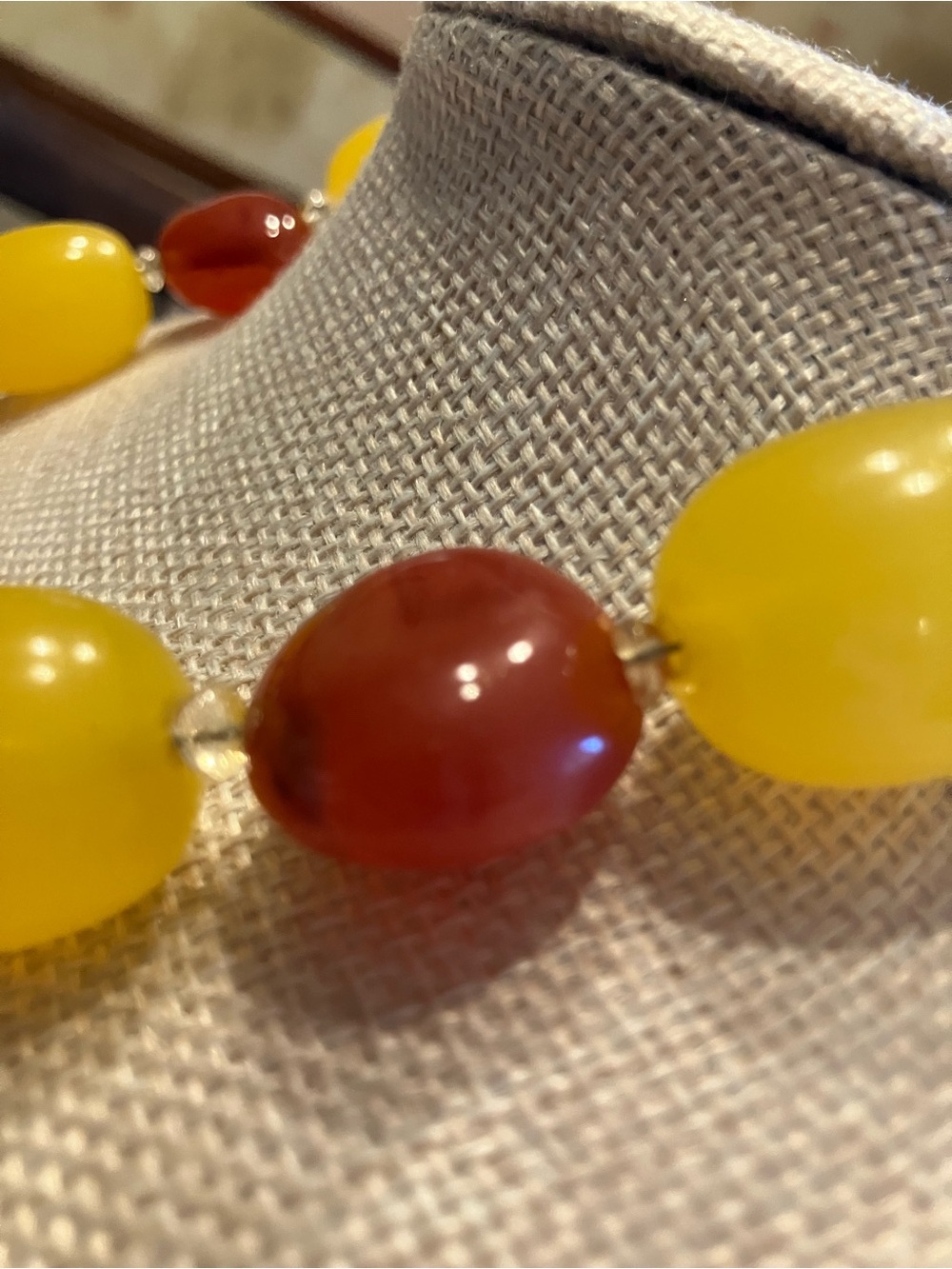 AMBER, CARVED AMBER, CARNELIAN, CORAL END BEADS, CITRINE SPACER BEADS - Picture 13 of 14
